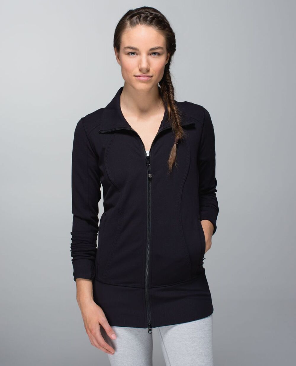Lululemon Nice Asana Jacket Black Size 4 Long Full Zip Luon Travel Layer Outdoor